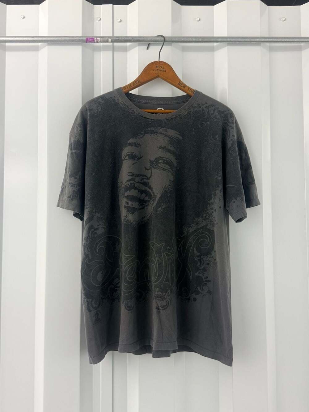 Vintage Liquid Blue Jimi Hendrix All Over Print Shirt Mens XL Washed Black AOP⁠